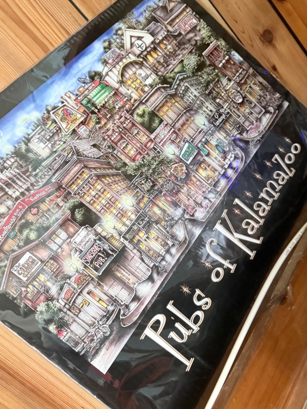 Pubs of Kalamazoo MI Poster Art Brian McKelvey WMU Bars Shakespeare's Wrapped